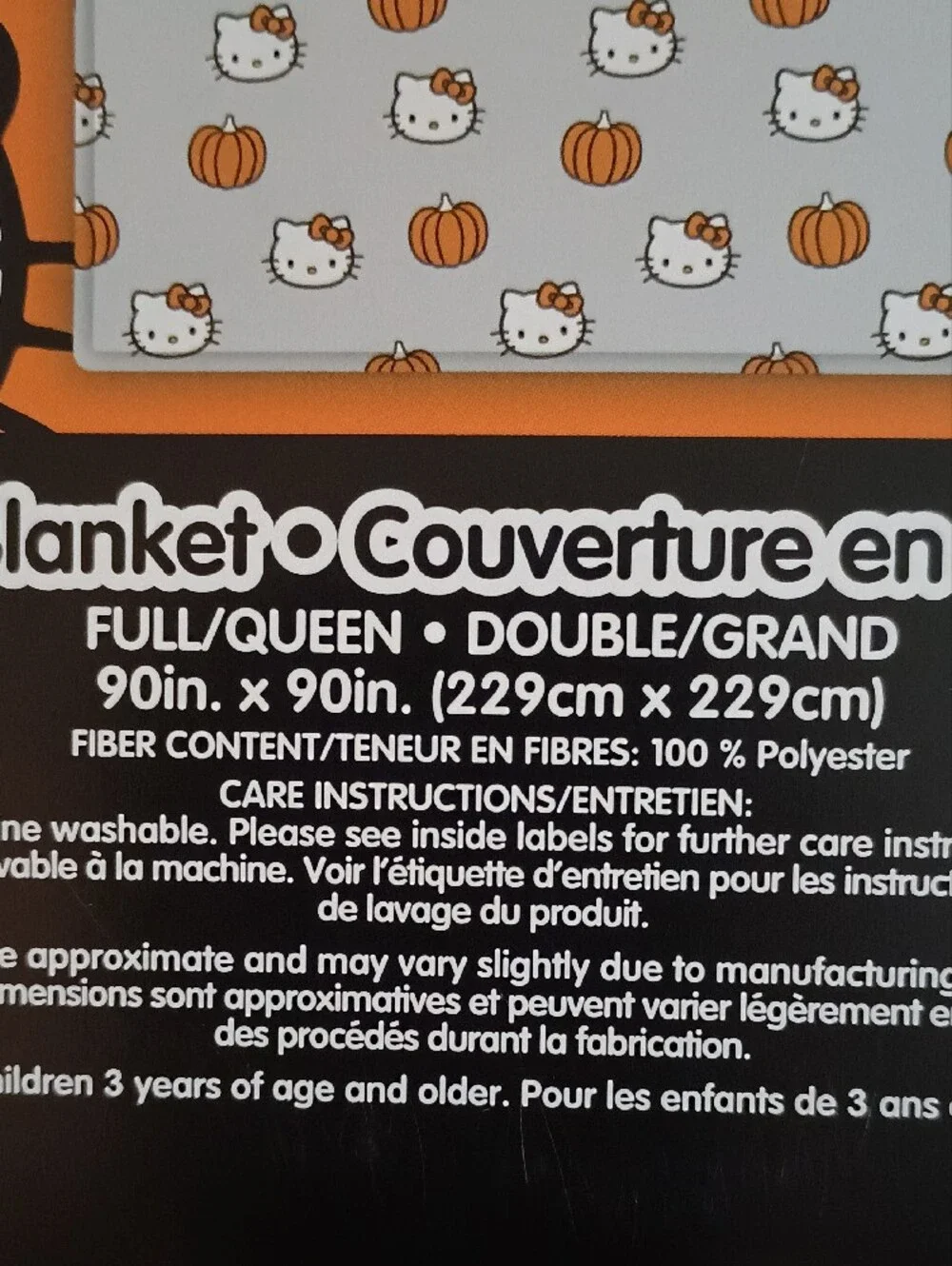 WT Set of 2 Hello Kitty Halloween Blanket Full Queen 90x90 Pink Grey Pumpkin